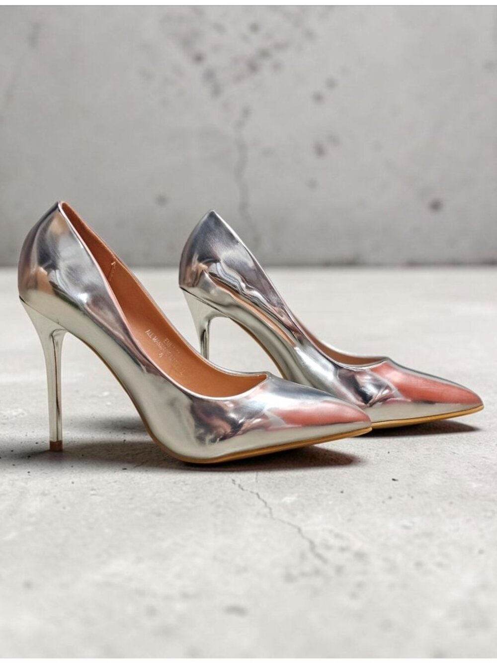 Silver Metallic Pointed Toe Stiletto Heels